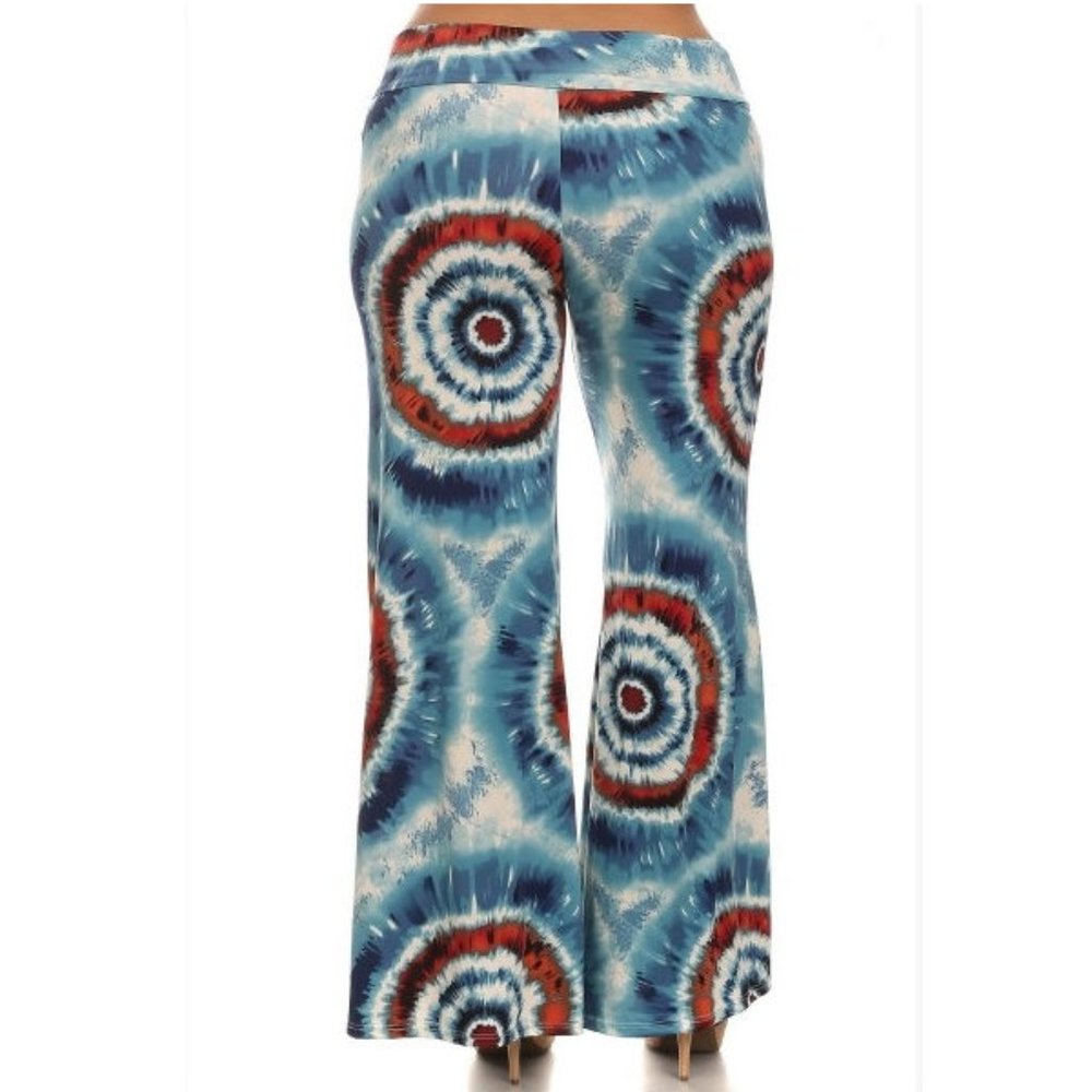 Plus Size Tie Dye Wide Leg Palazzo Pants - Picture 6 of 7